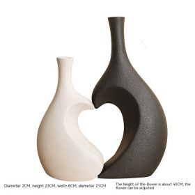 European-style Simple Ceramic Vase Living Room Wine Cabinet High-end (Option: Short White High Black Pair)