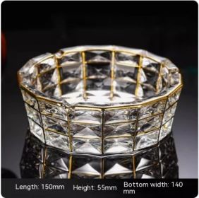 Crystal Glass Gold Rim Ashtray Prevent Fly Ash (Option: VG8207 2style)