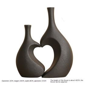 European-style Simple Ceramic Vase Living Room Wine Cabinet High-end (Option: Love Bottle A Pair Of Black)