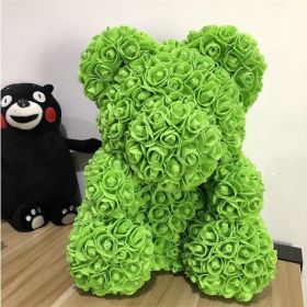 Rose Bear Eternal Rose Bear Creative Ornaments (Option: Green-25cm-No gift box)