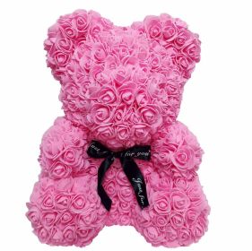 Rose Bear Eternal Rose Bear Creative Ornaments (Option: Pink-25cm-No gift box)