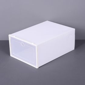 Flip Thickened Transparent Plastic Shoe Box (Color: White)