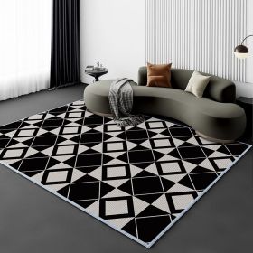 Living Room Carpet Fully Covered Bedroom And Household Sofa Table Carpet Bedside Stain-resistant Non-slip Foot Mat (Option: Rule Series Diamond-100120cm Crystal Velvet)